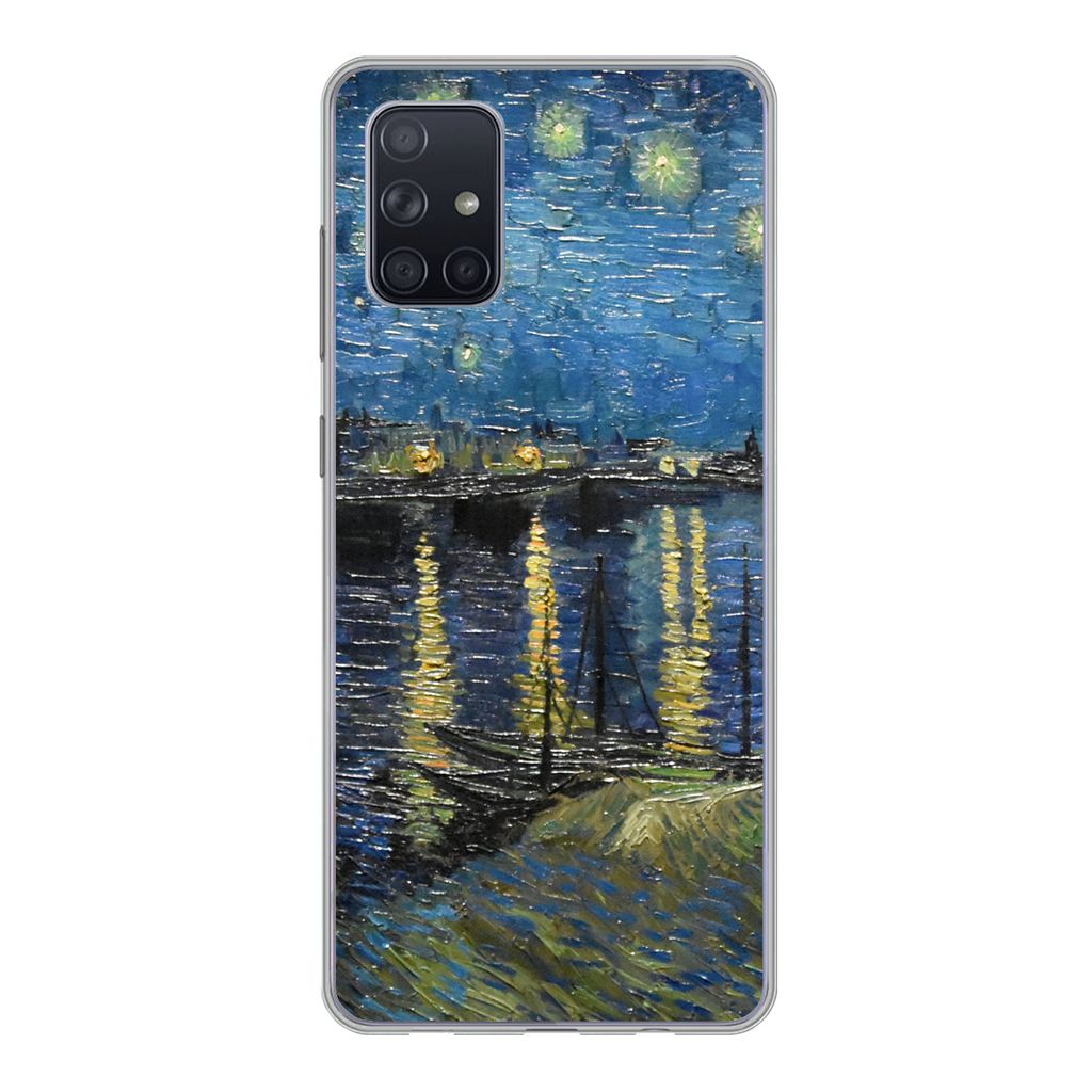 MuchoWow Handyhülle Schutzhülle Hülle für Samsung Galaxy A51 Sternennacht über der Rhone - Van Gogh - Kunst Silikon Softcase Handy Hülle - ...