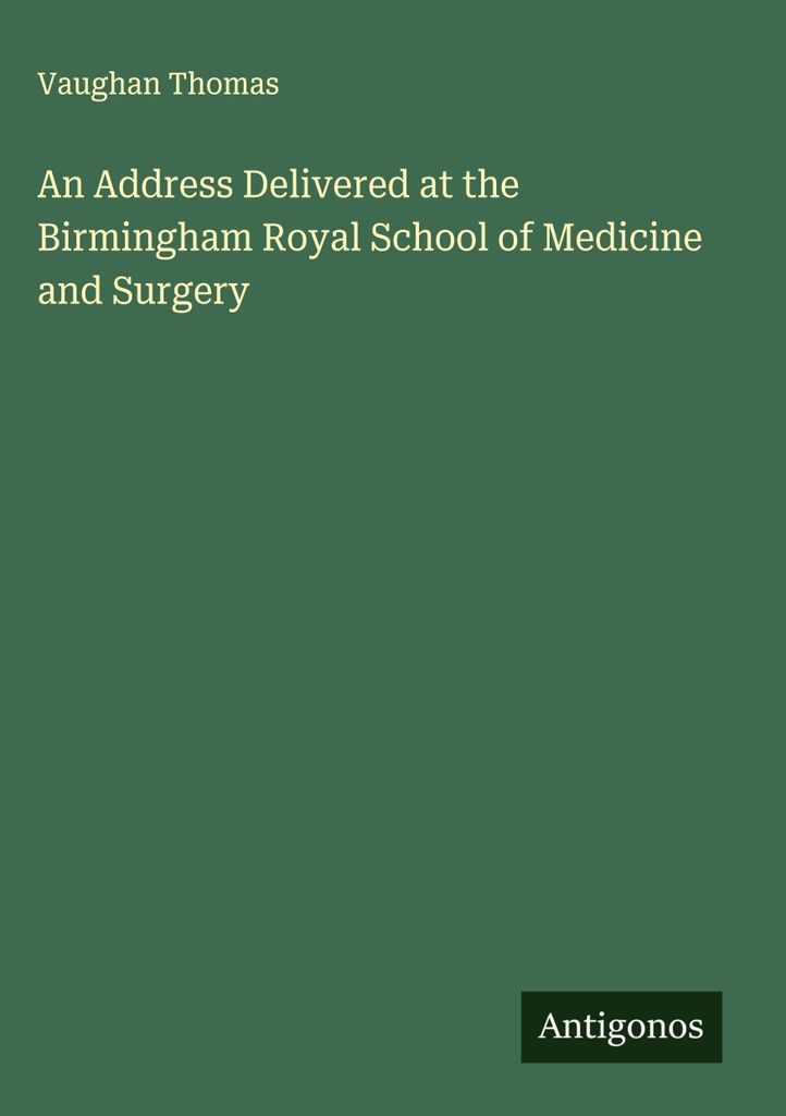 Eine Ansprache an der Birmingham Royal School of Medicine and Surgery