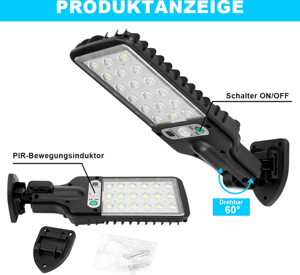 2 Stück Außen LED Solar Lampe Garten Straßenleuchte 3 Produktbild 3