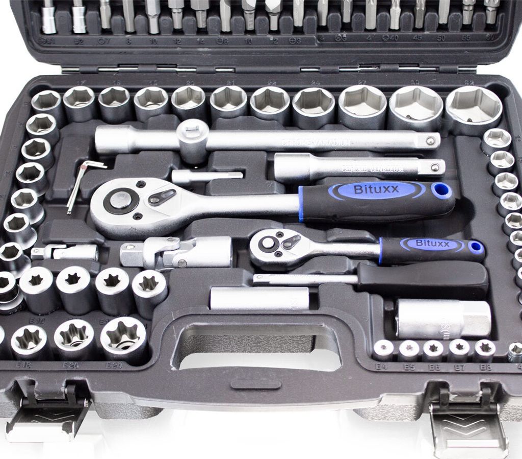 Bituxx Steckschlüsselsatz mit Ratschen 108tlg Schwarz Produktbild 6