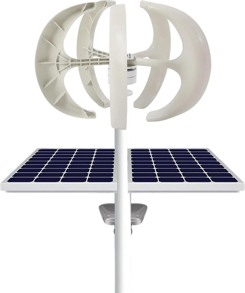 Windgenerator - Vertikalachsen-Windturbine 600W 12V - Laternenform - 5 Rotorblätter - Anlaufwind 2 m/s - Permanentmagnet-Generator - 90×60 cm - W...