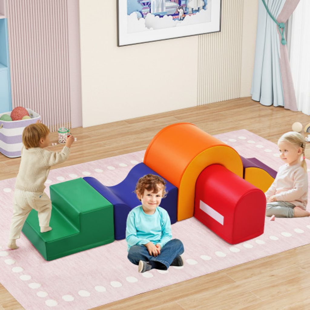 okwish Bauklötze 5-in-1 Weiche Schaumstoff-Bausteine für Kinder, Perfekt für Kreatives Spielen, Klettern, Kriechen und Motorikförderun