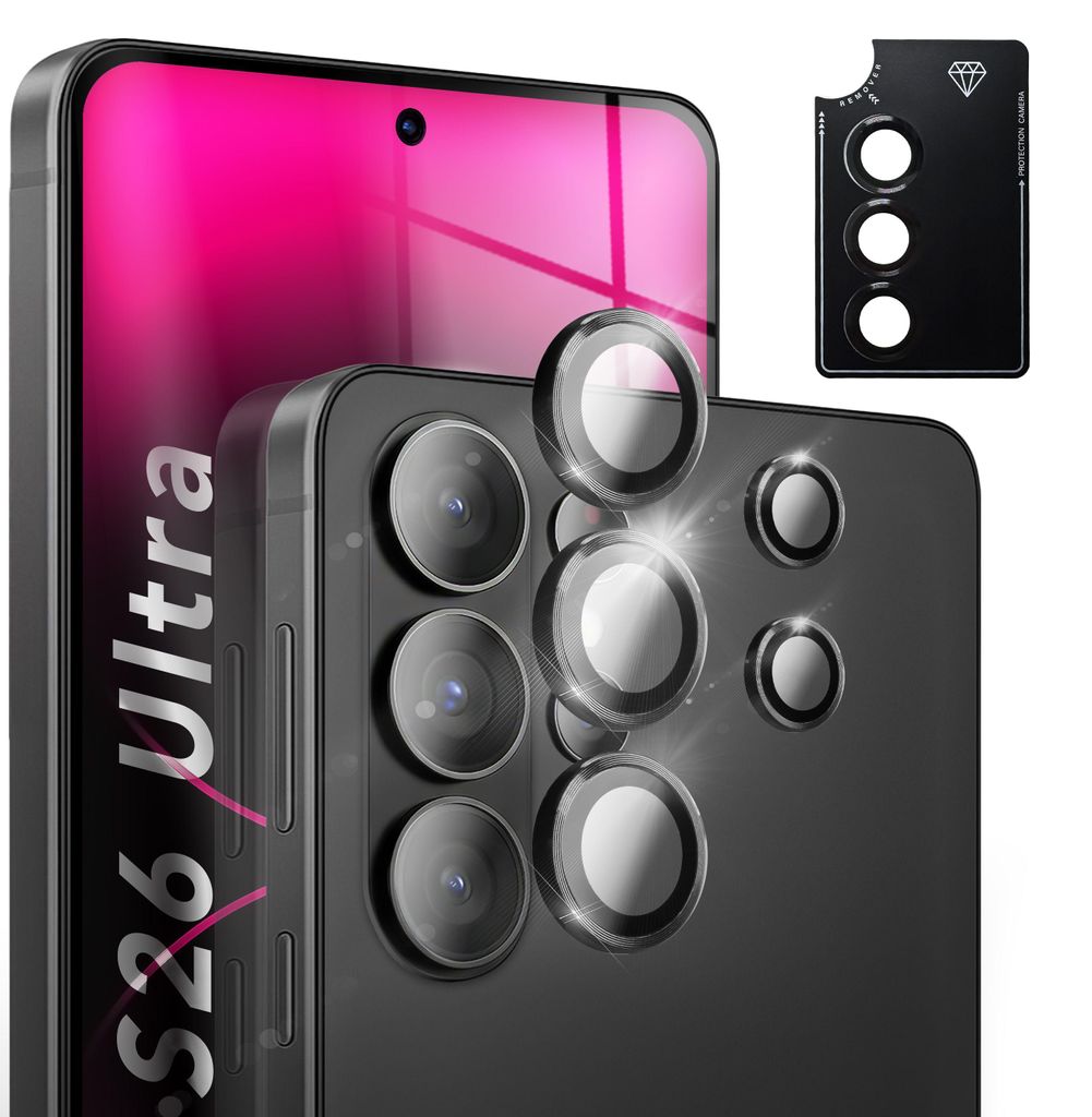 NALIA Glas Kameraschutzringe für Samsung Galaxy S26 Ultra – Linsenschutz & Case Friendly – 9H Härtegrad & Montagerahmen – Marke aus Berlin