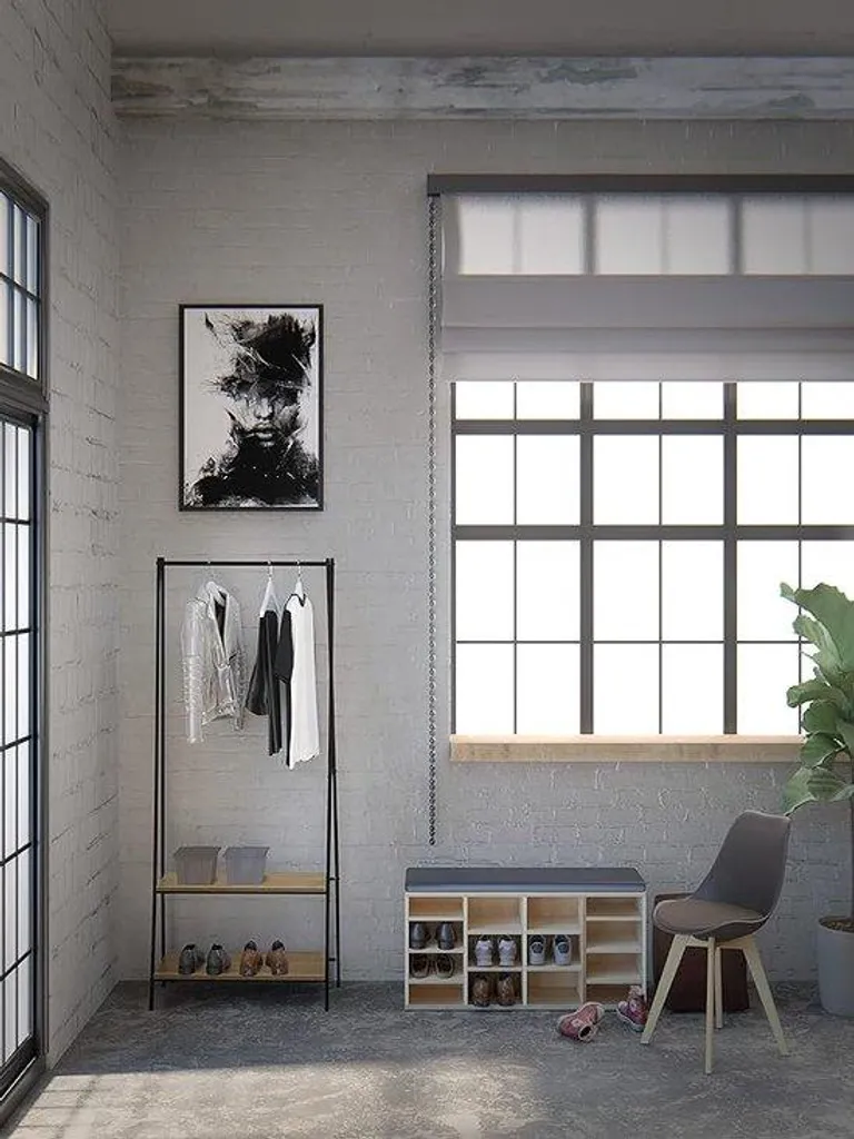 Porte-manteau avec étagère à chaussures 80x160x40 cm noir satiné
