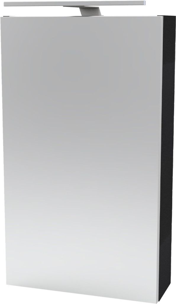 Fackelmann LUNA Spiegelschrank mit LED-Beleuchtung Alibertschrank für Bad und Gäste-WC (40 x 68 x 15,3 cm) SBC Badschrank mit Spiegel in Schwar...