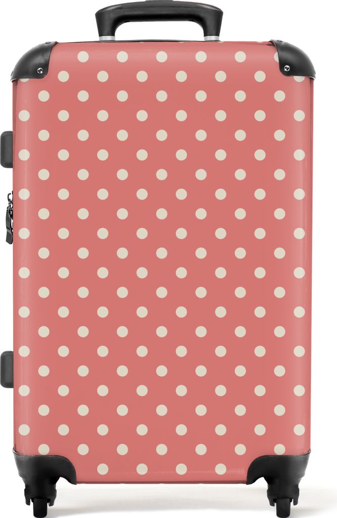 NoBoringSuitcases.com Großer Koffer - Punkte - Rosa - Muster - Kombinationsschloss TSA - Hartschalen Trolley 4 Rollen - 72 liter - Reisekoffer -...