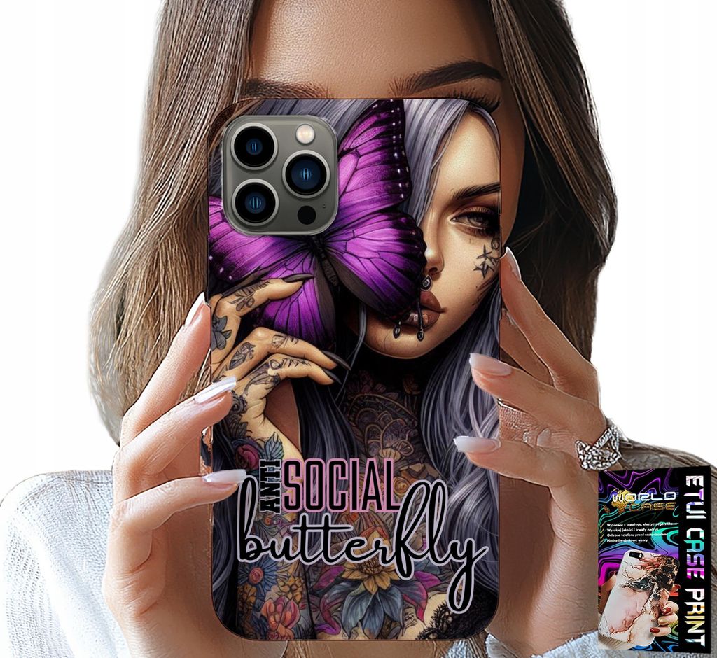 Hülle Für Iphone 11 Pro Max - Anti Social, Schmetterling, Rosa Schmetterling + Glas