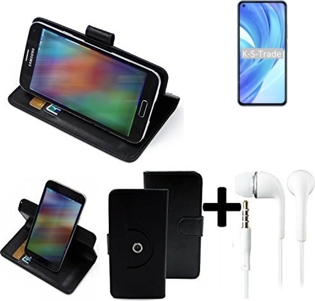 K-S-Trade Handy Hülle Schutz Hülle + Kopfhörer kompatibel mit Xiaomi Mi 11 Lite IN Handyhülle Flipcase Smartphone Cover Handy Schutz Tasche