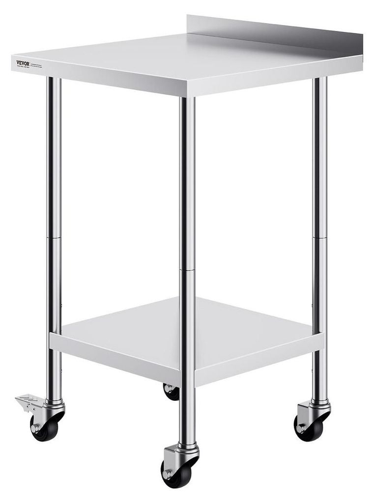 Stainless Steel Work Table Commercial Food Prep Table 24"x24" with Casters
