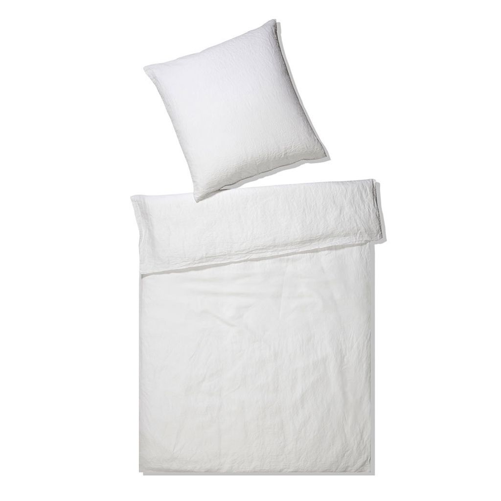elegante Halbleinen-Bettwäsche-Garnitur Breeze Farbe weiß Größe 240x220+2x80x80cm