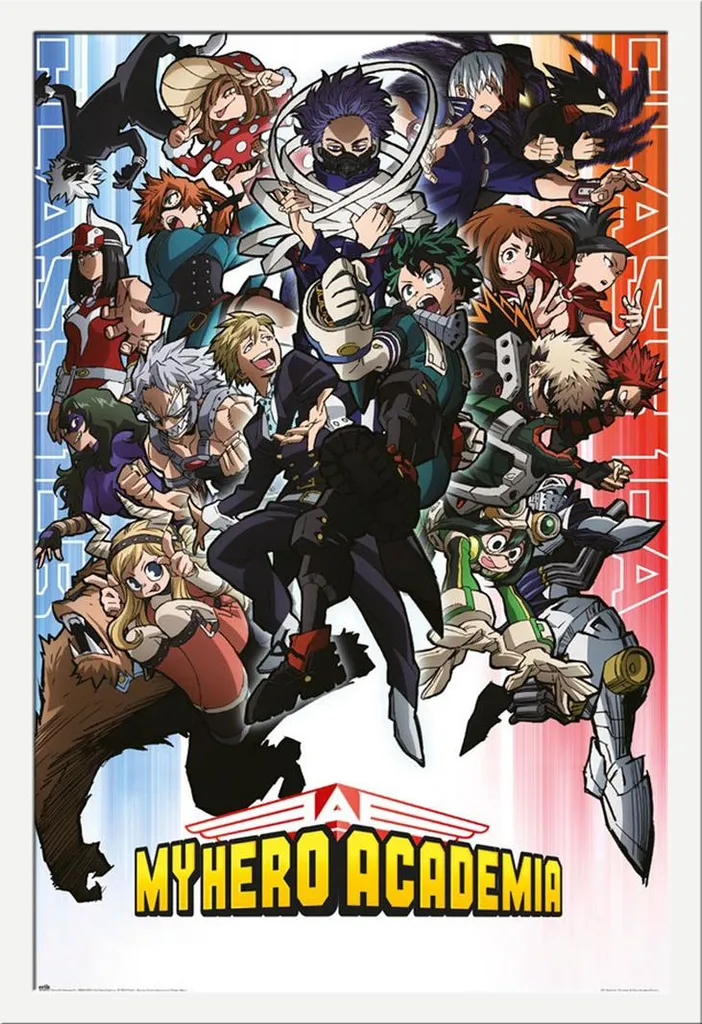 Poster My Hero Academia Class 1A 1B avec cadre blanc Shinsuke MDF 61x91