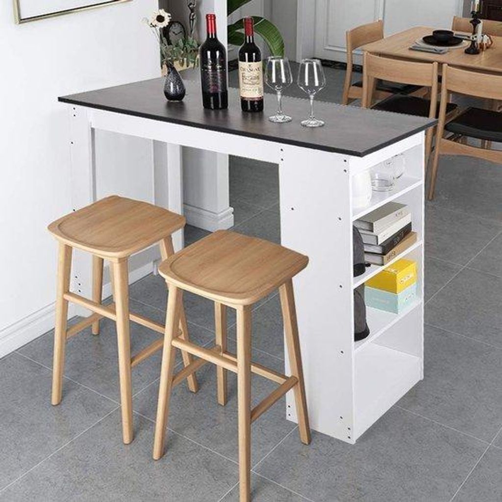 Esszimmertisch mit Schubladen, vielfach verriegelter Tischplatte, Platz für 4 Gäste (weißer Hintergrund + schwarz gefasstes Tischgestell)