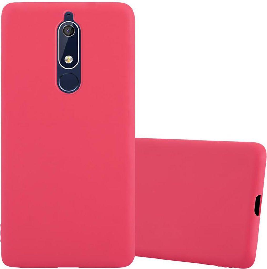 Cadorabo Hülle für Nokia 5.1 Schutzhülle in Rot Handyhülle TPU Silikon Etui Case Cover