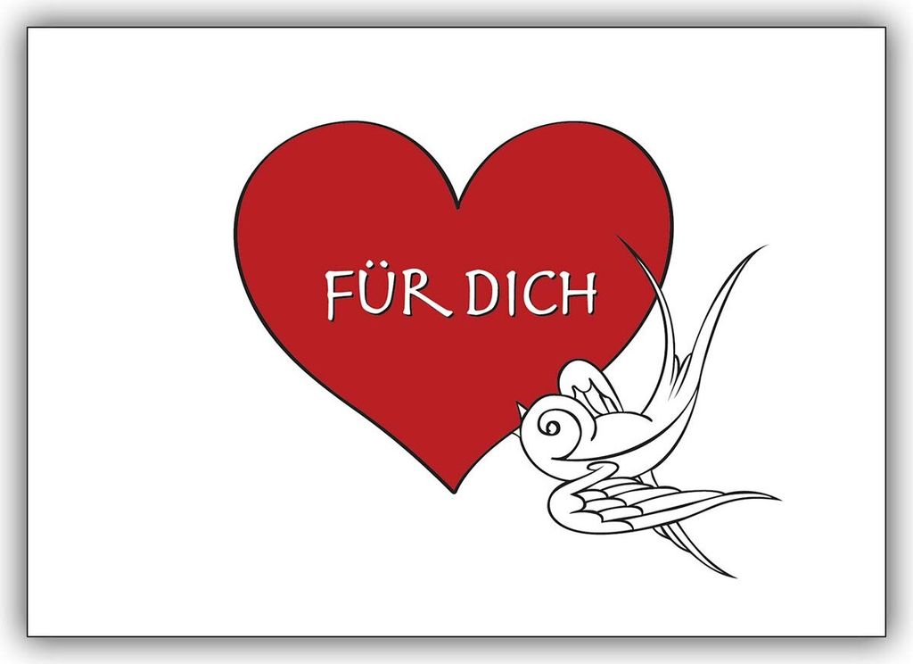 Schöne Grußkarte voller Liebe: Für Dich mit Herz z.B. für den Valentinstag