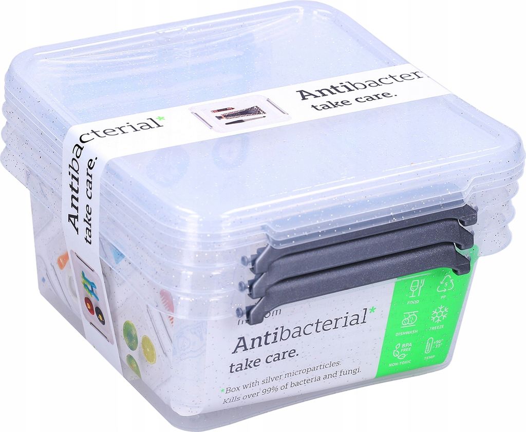 Aufbewahrungsbox Mit Deckel Antibakterielle Für Kühlschrank Organizer 3X 0,85 L