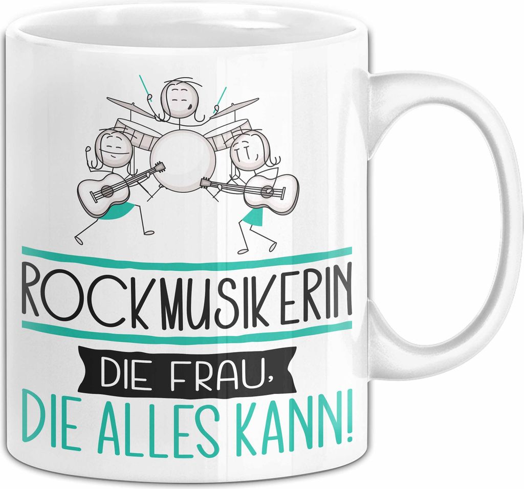 Rockmusikerin Geschenk Tasse Becher Die Frau Die Allen Kann Geschenkidee für eine Rockmusikerin Lustig (Weiß)