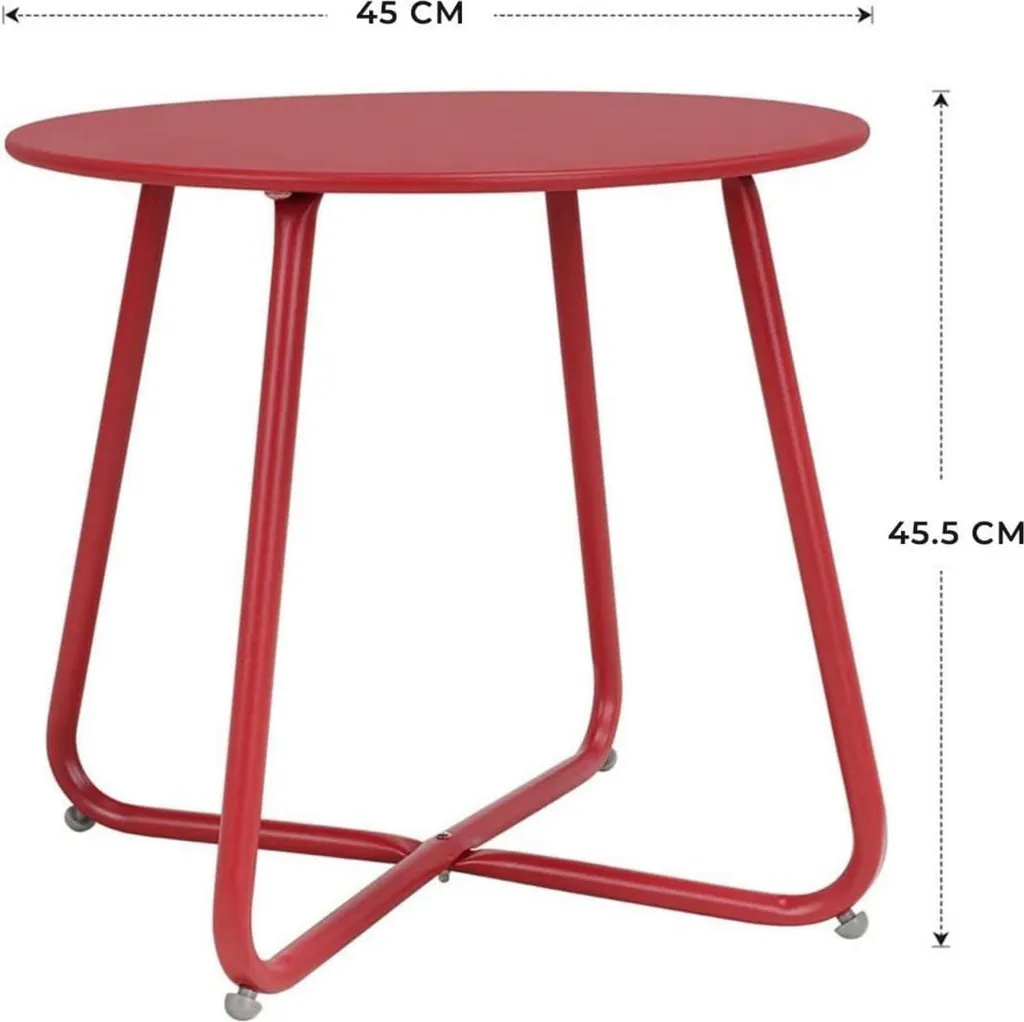 Table d'Appoint Jardin 45x45cm Stable - Petite Table Rouge Légère - 3