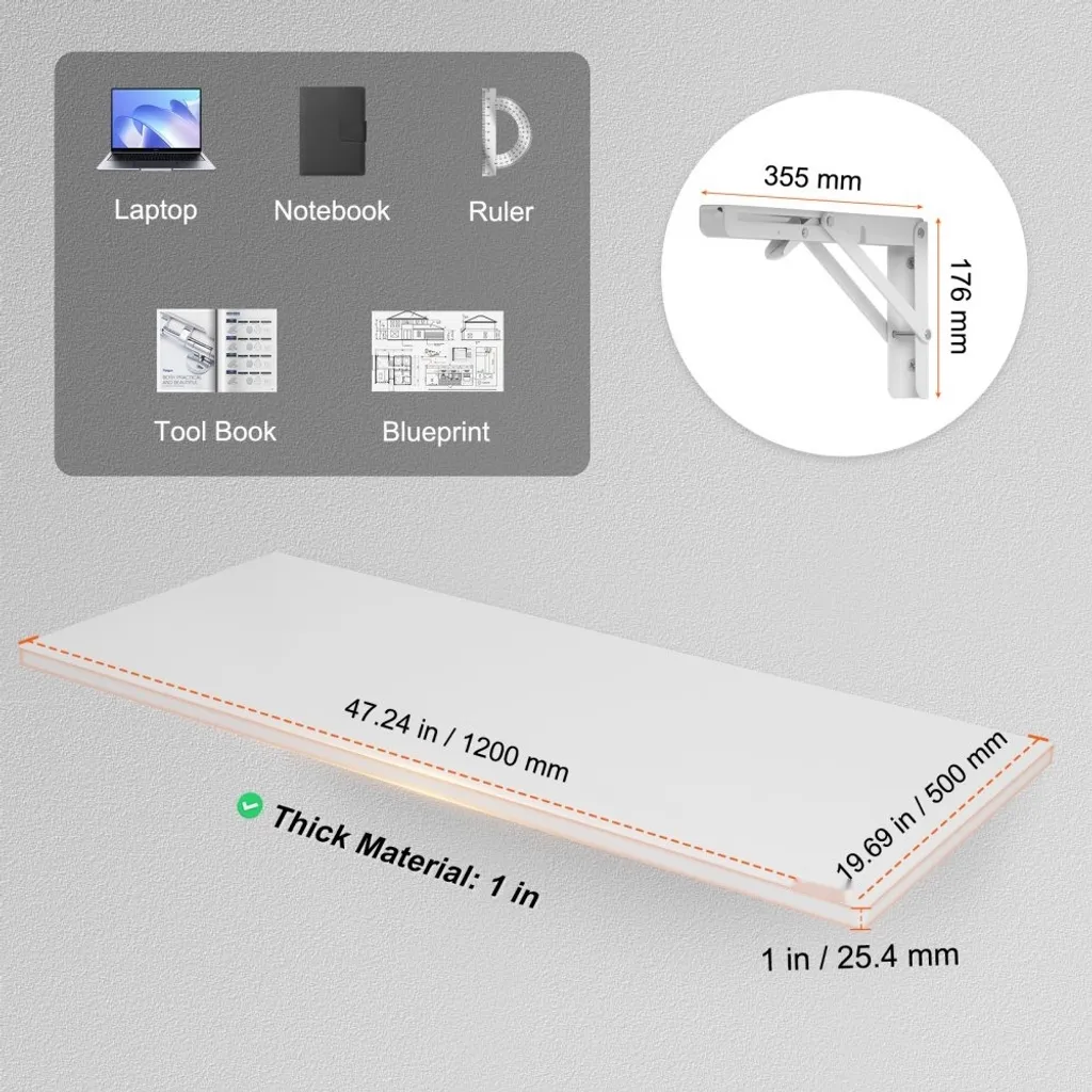 Table murale peu encombrante 120x50 - Solution gain de place repliable - 4