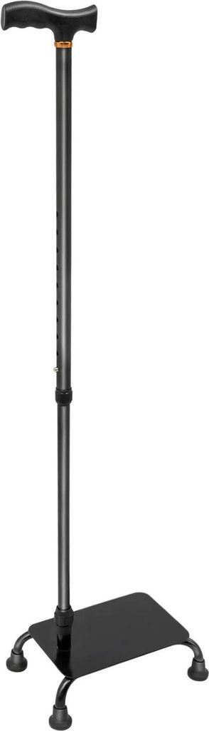 Vierfuß-Gehstock - Gehhilfe - Für Treppen - Höhenverstellbar 85–105 cm - Bis 150 kg - Rutschfeste Gummifüße - Schwarz