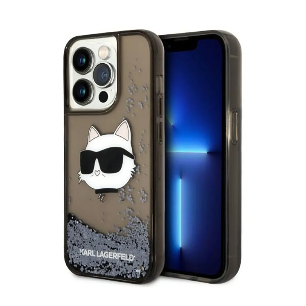 Custodia Rigida iPhone 14 Pro Karl Lagerfeld Choupette Glitter Nero