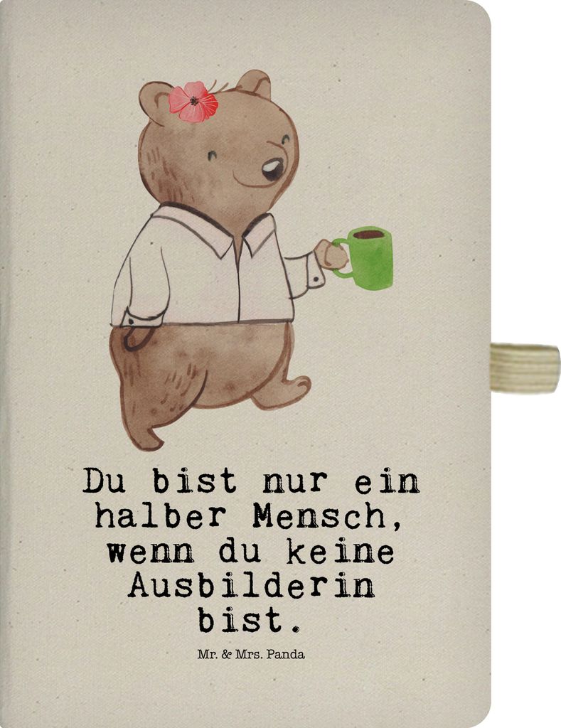 Mr. & Mrs. Panda Tagebuch Ausbilderin Herz - Transparent - Geschenk, Reisetagebuch, notizbuch, Lustig, Adressbuch, Spruch, Schreibheft, Witzig, Kla...