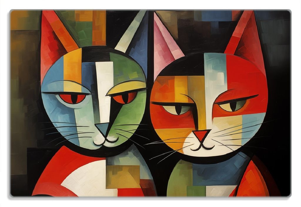 Wallario Frühstücksbrettchen aus Glas 20 x 30 cm mit rutschfesten Füßen, Motiv Lesende Katzen