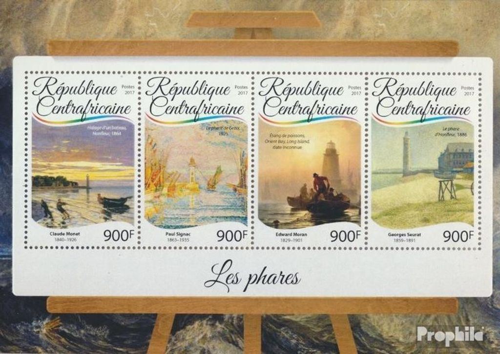 Briefmarken Zentralafrikanische Republik 2017 Mi 6865-6868 Kleinbogen (kompl. Ausgabe) postfrisch Leuchttürme
