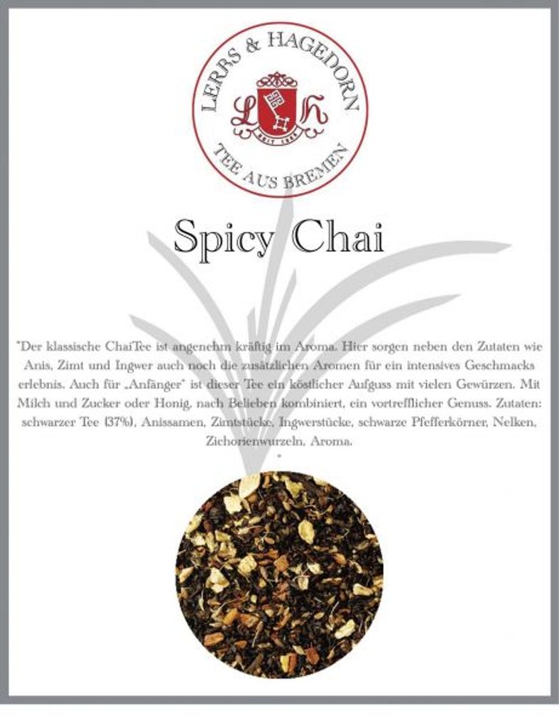 Kräutertee Spicy Chai 1 kg - Kardamom-Zimt