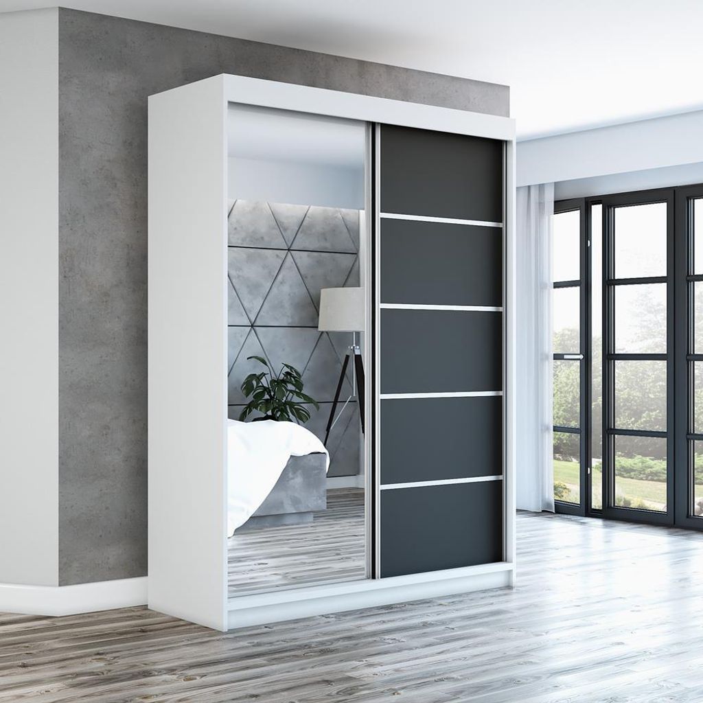 Schwebetürenschrank, 2-türig Schrank 160 cm mit Spiegel GAP