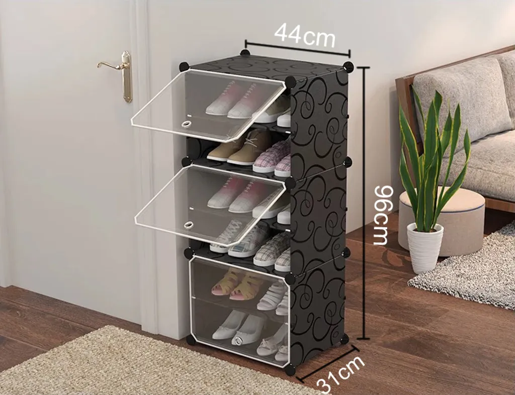 Étagère à chaussures emboîtable et modulable, meuble d'entrée 6 cases - 2