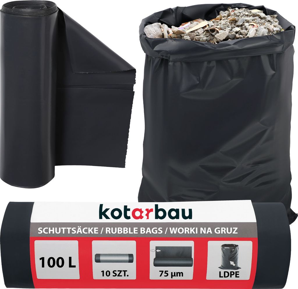 KOTARBAU® Wytrzymale worki na smieci 100 L 75µm LDPE Worki Zdjęcie produktu 