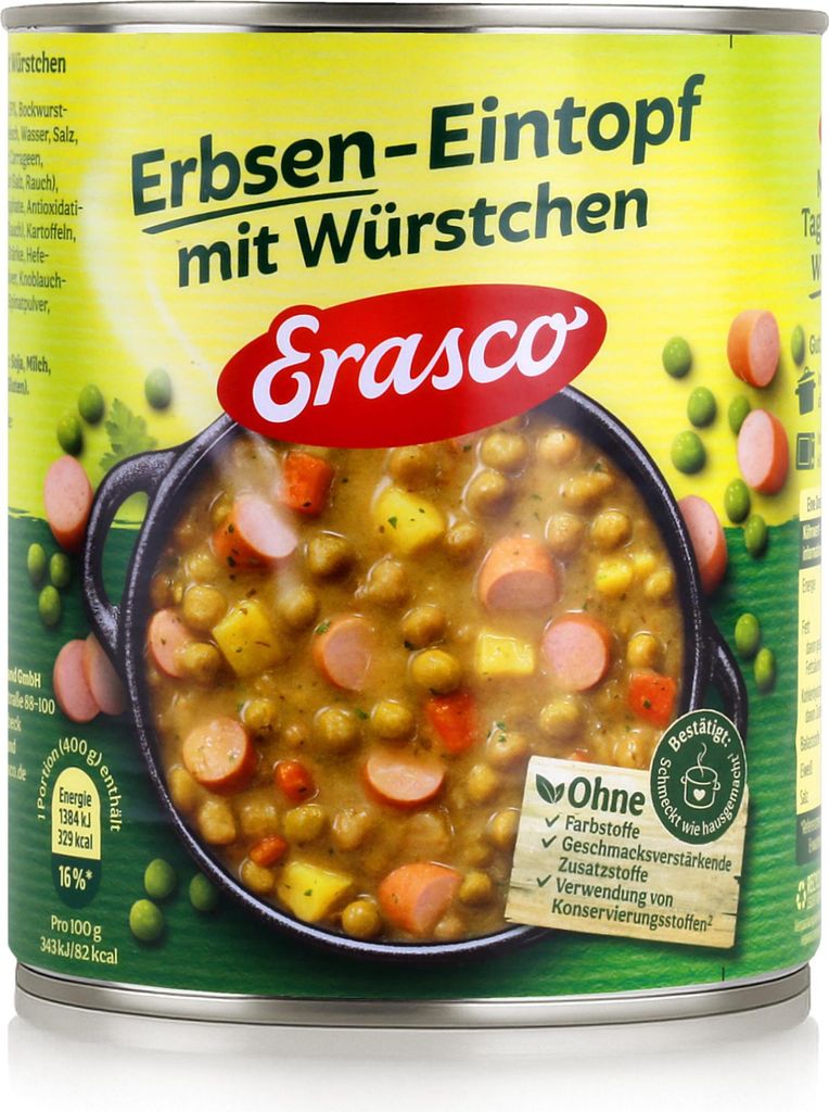 Erasco Erbsen mit Würstchen Eintopf 800,0 g Produktbild 