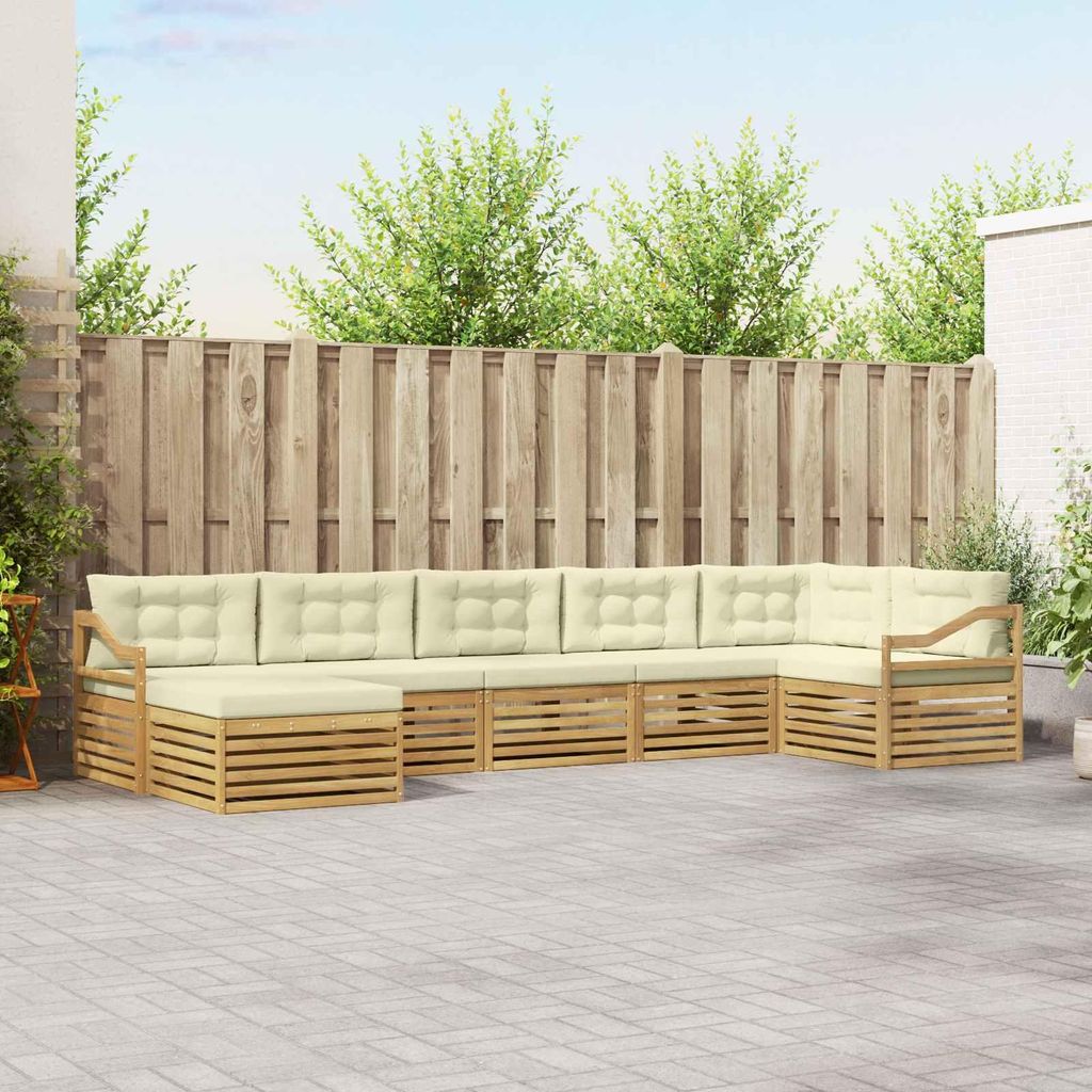 Möbel Outdoor-Sofagarnitur mit Kissen 7 pcs Weiß und CremeGartensofas - Gartensofas c4154