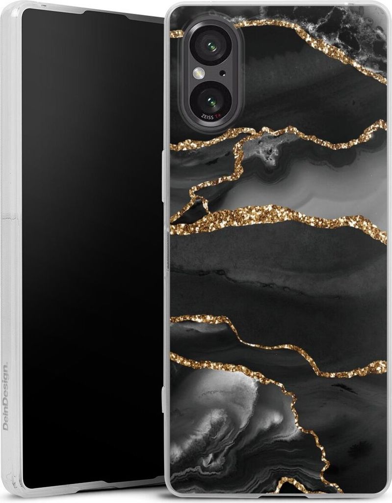 DeinDesign Slim Hülle für Sony Xperia 5 V Silikon Case Ultra Dünn Handyhülle Glitzer Look Marmor Muster