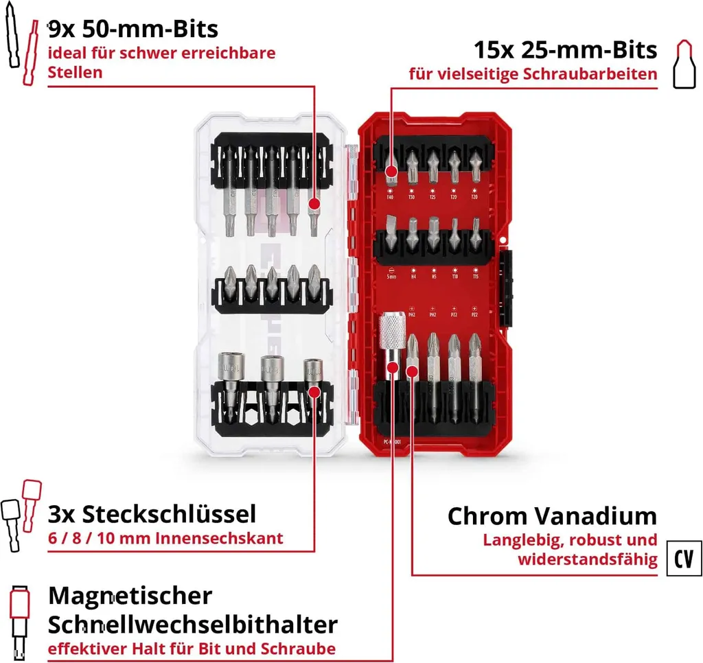 Set de 28 Embouts de Vissage Einhell S-CASE pour Perceuses et Visseuses - 9