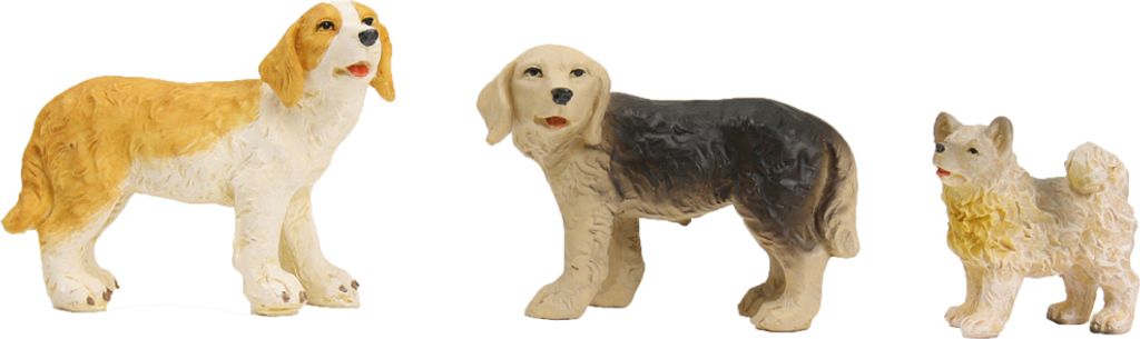 3x FADEDA Hunde / Höhe:5 cm / handbemalt / detailgetreue Krippen Figuren - Weihnachten Tisch Dekoration Krippe Zubehör