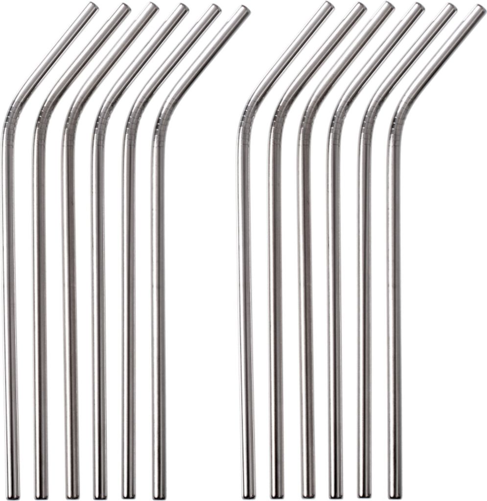 GRÄWE Edelstahl Trinkhalme 12er Set Silber Gebogen Produktbild 