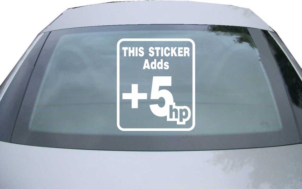 Indigos UG - Aufkleber Heckscheibe & Motorklappe DE2079 - weiß - 600x507 mm - adds +5 HP - Auto Scheiben Fenster Heckklappe Tuning Racing JDM - Di...
