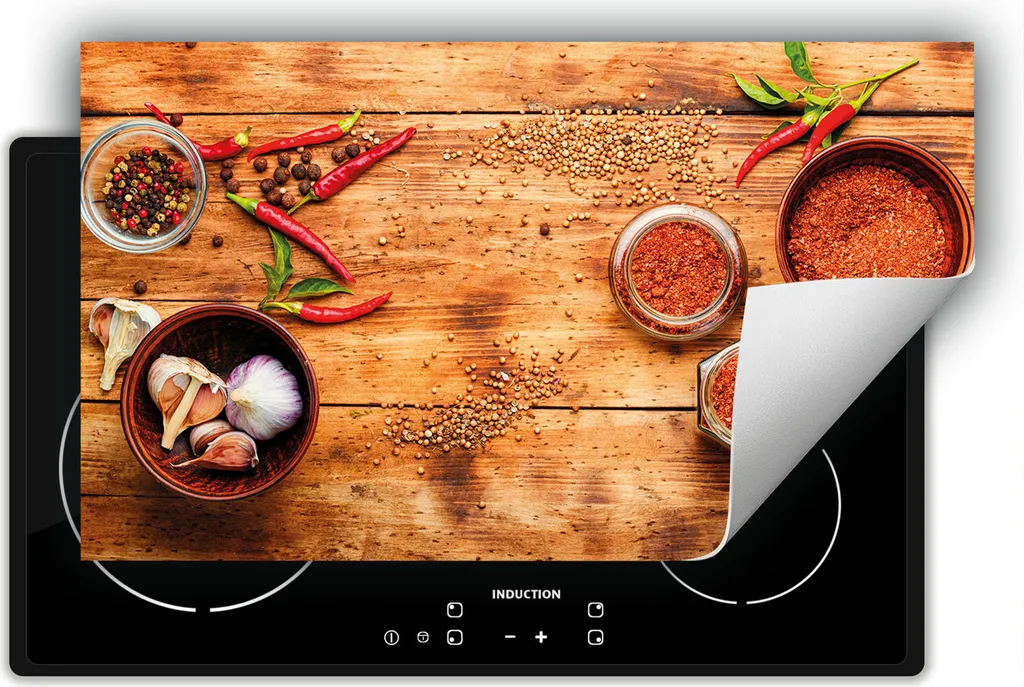 DarHaus Tappetino per Fornelli 90x52 cm Legno e Chilli - Salvaspazio