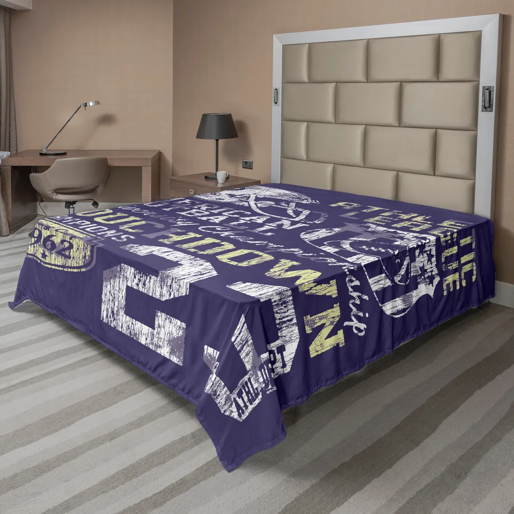 ABAKUHAUS Drap plat de lit sportif Football Américain 275x260 cm Violet