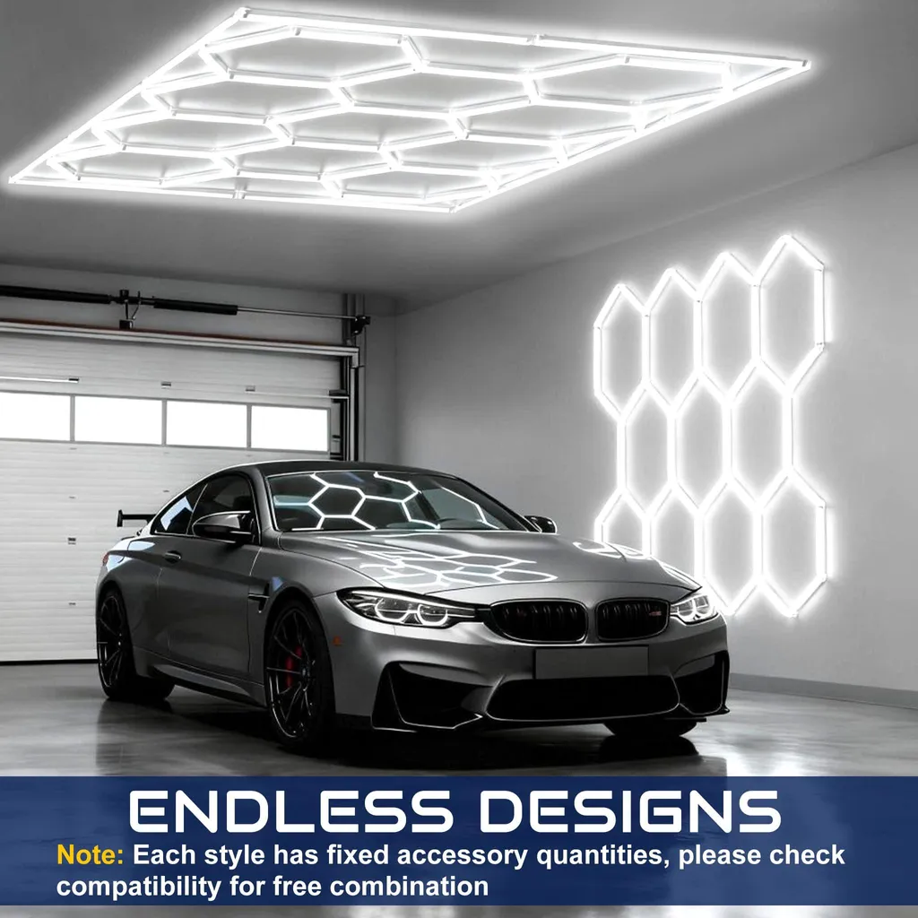 FIVMEN Plafonnier LED Hexagonal 14 Hexs avec Rectangle pour Garage - 5