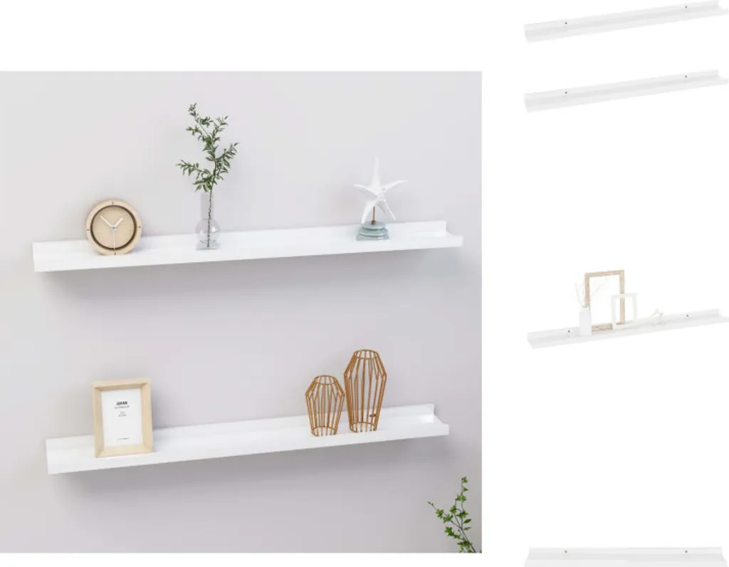 Set 2 Mensole 80cm Bianco Lucido vidaXL - Scaffali Moderni a Muro