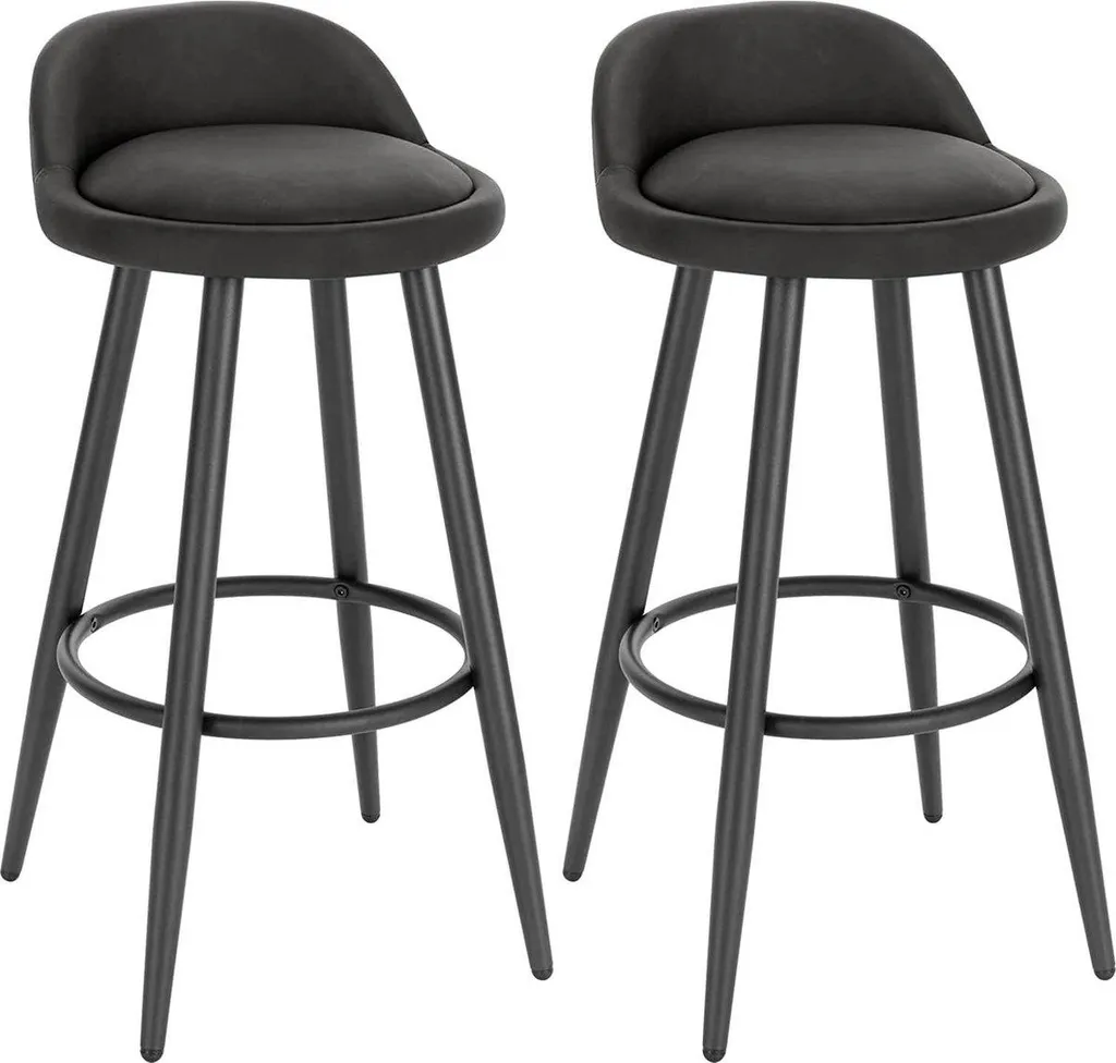 Tabouret de Bar avec Dossier Ergonomique Hauteur 69 cm Similicuir Gris