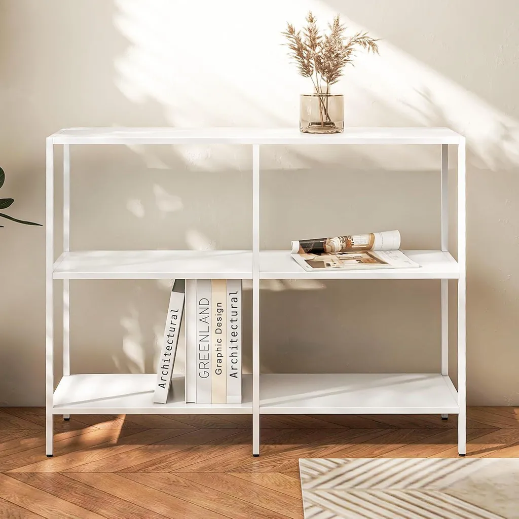 Console en métal blanc 100cm design minimaliste et structure robuste - 5