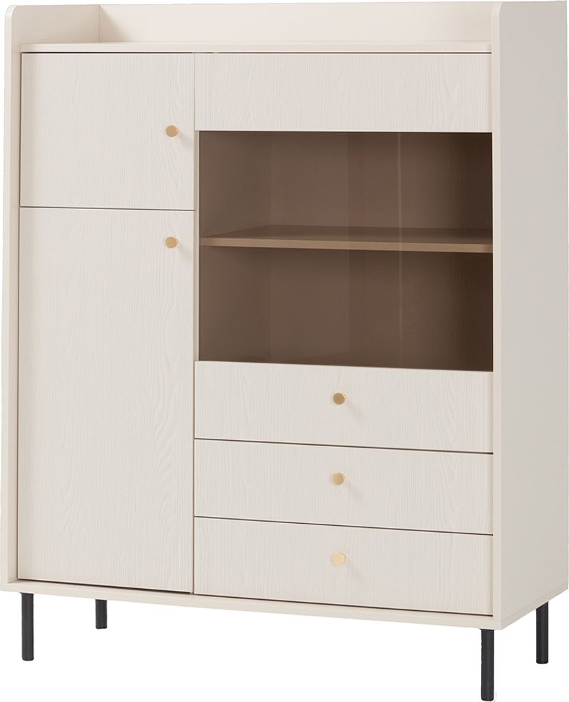 Wohnzimmer Kommode in sandbeige, 3-türig & 2 Schubladen - GORICA-133