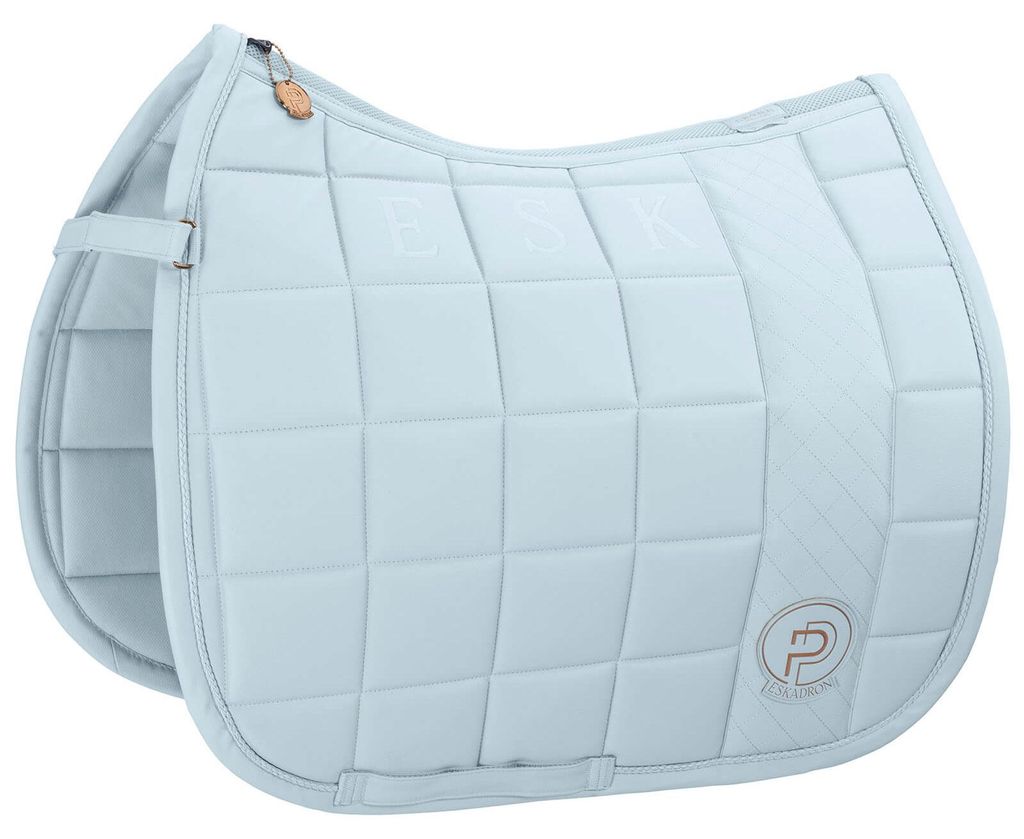 Eskadron Platinum Schabracke " BIG SQUARE FAUX LEATHER " Form - Dressur Farbe - powder blue