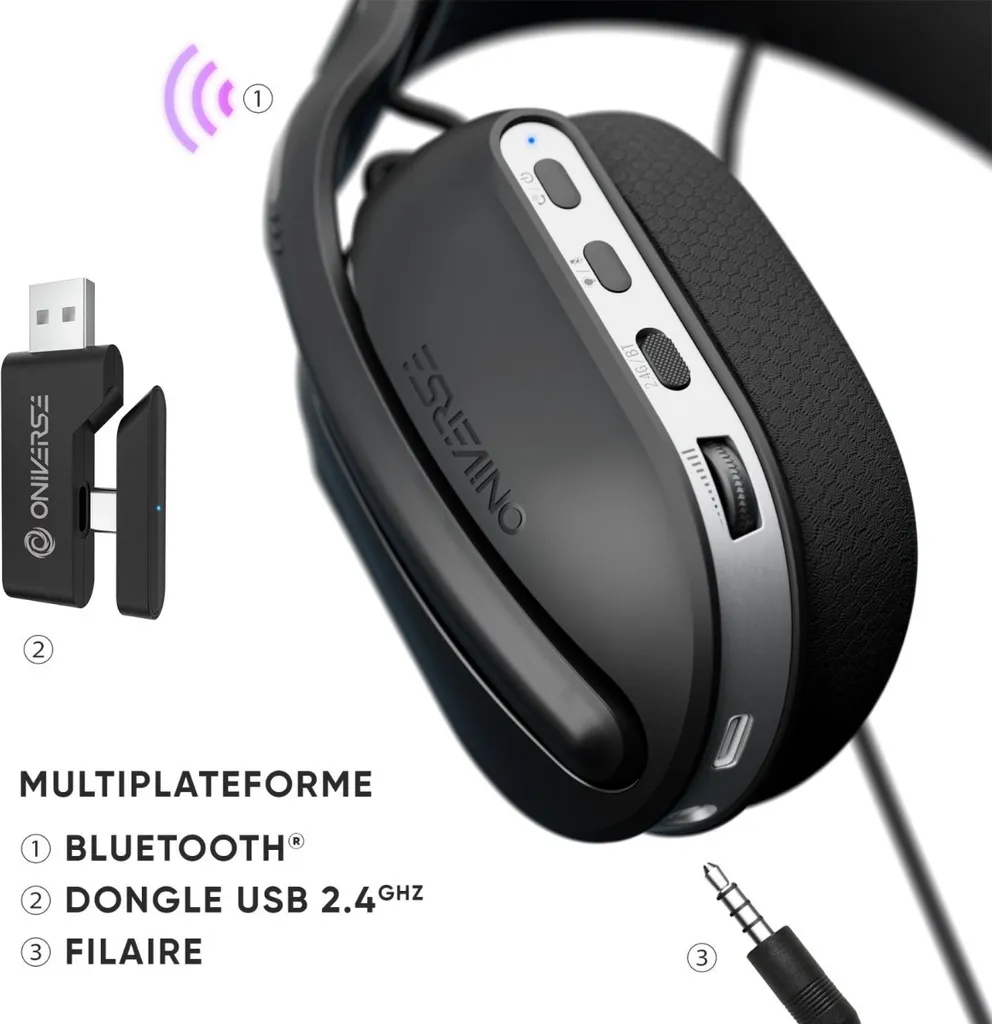 Casque Oniverse Polaris sans fil pour jouer sur PS5 Switch et Ordinateur