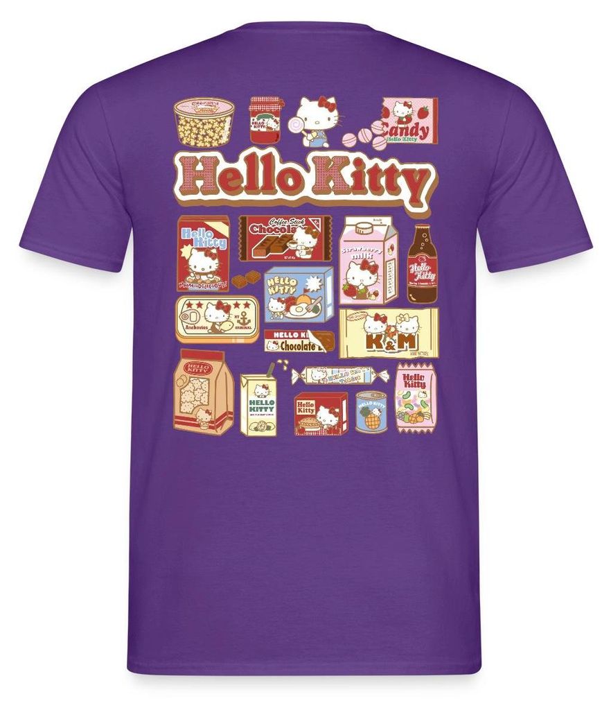 Spreadshirt Hello Kitty Snack Collage Männer T-Shirt, L, Lila