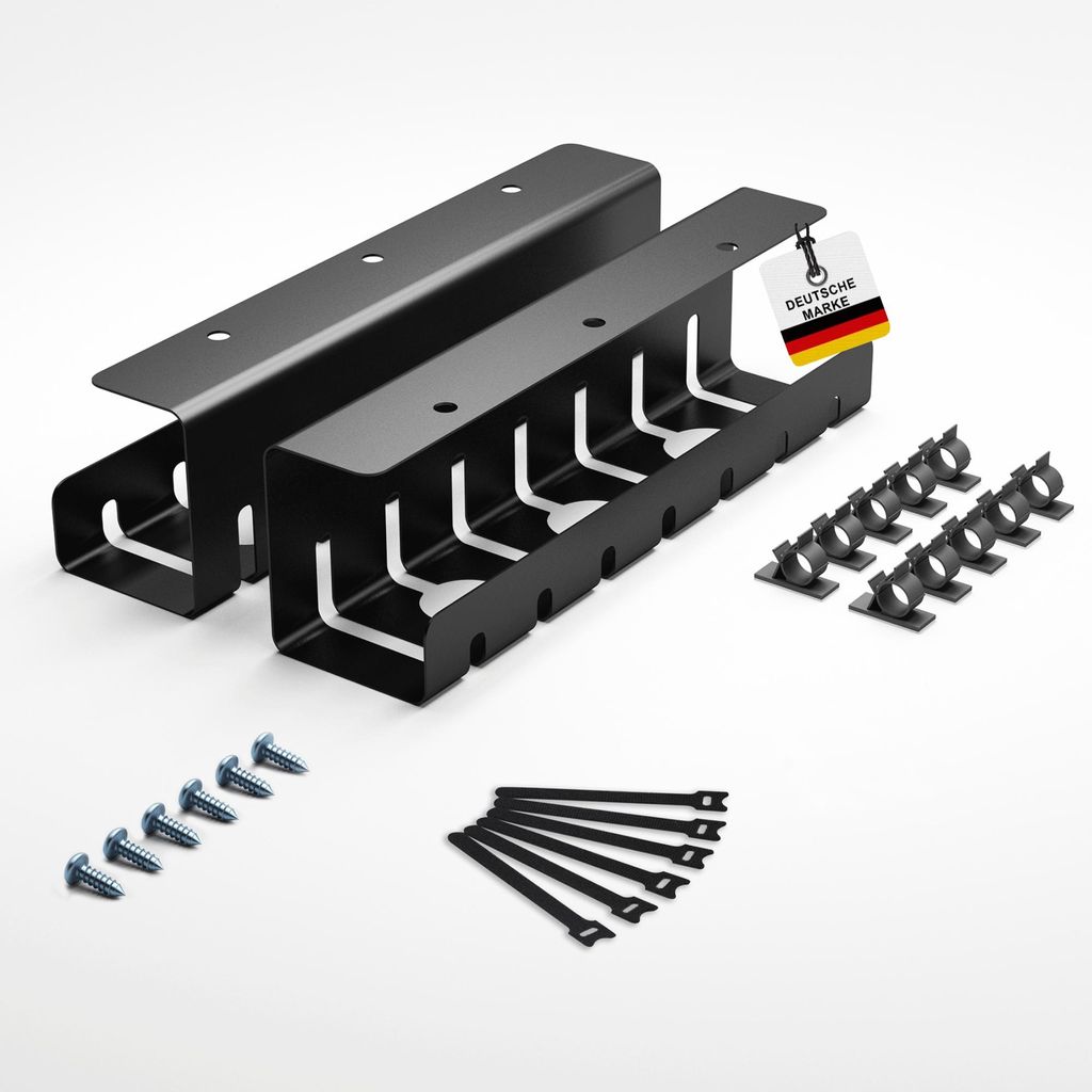 Albatros Kabelkanal Schreibtisch Schwarz Komplettset C - Kabelmanagement Schreibtisch für Ordnung und Produktivität - Kabel Organizer, Kabelführ...