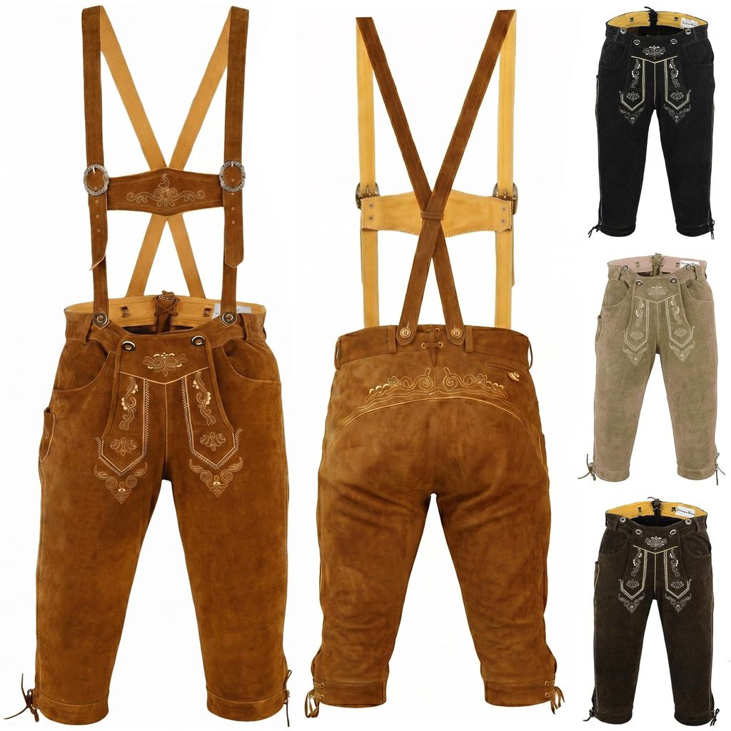 Trachtenlederhose Herren Kniebund Lederhose mit Produktbild 